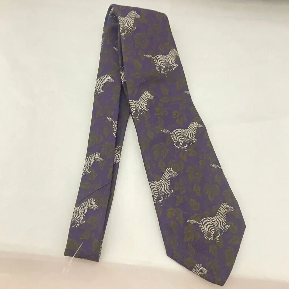 #5650 Robert Talbott Plum color Novelty Zebra Mens Necktie. Tie 57X3.75